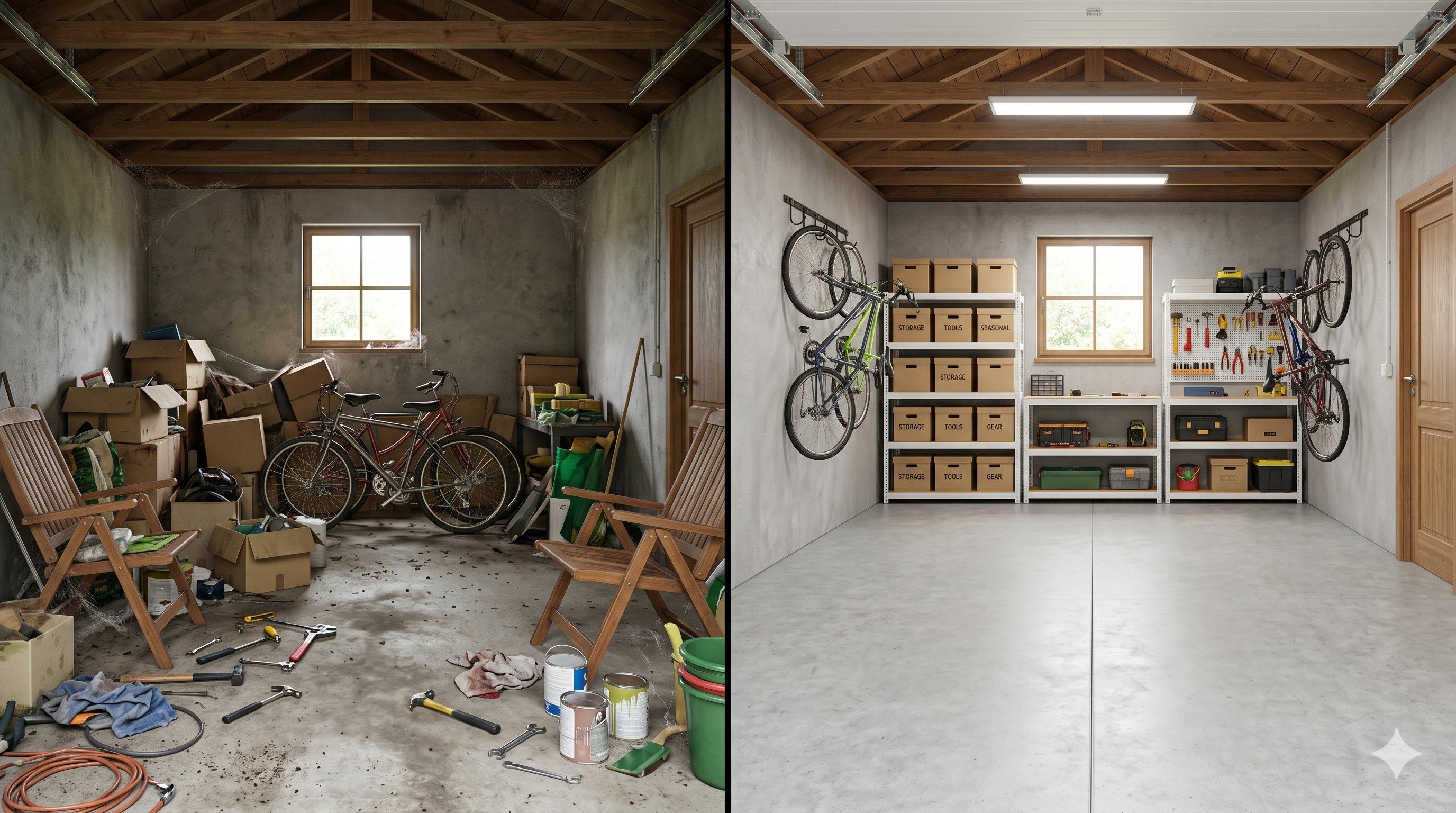 Garage opruimen — voor en na